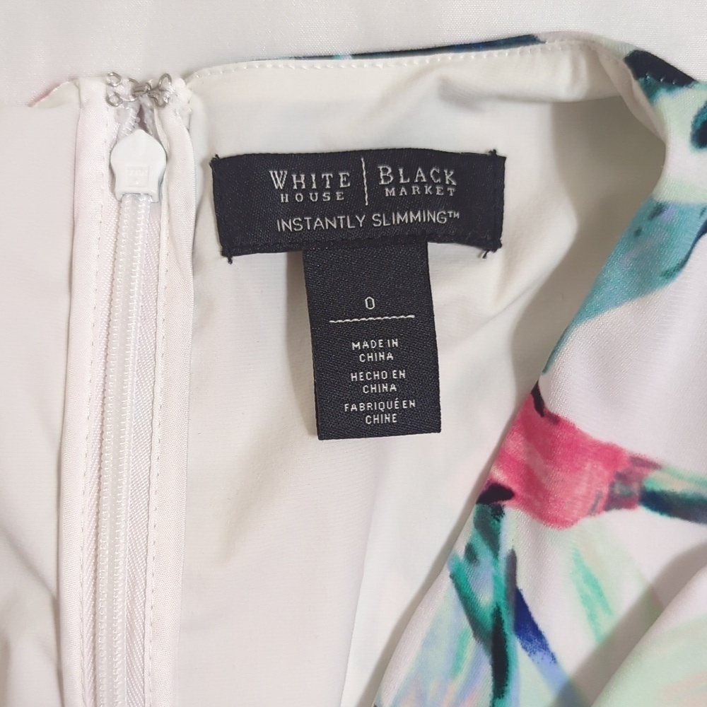 White House Black Market Sleeveless Mini Dress, Color White/Floral Size 0 - Picture 8 of 13